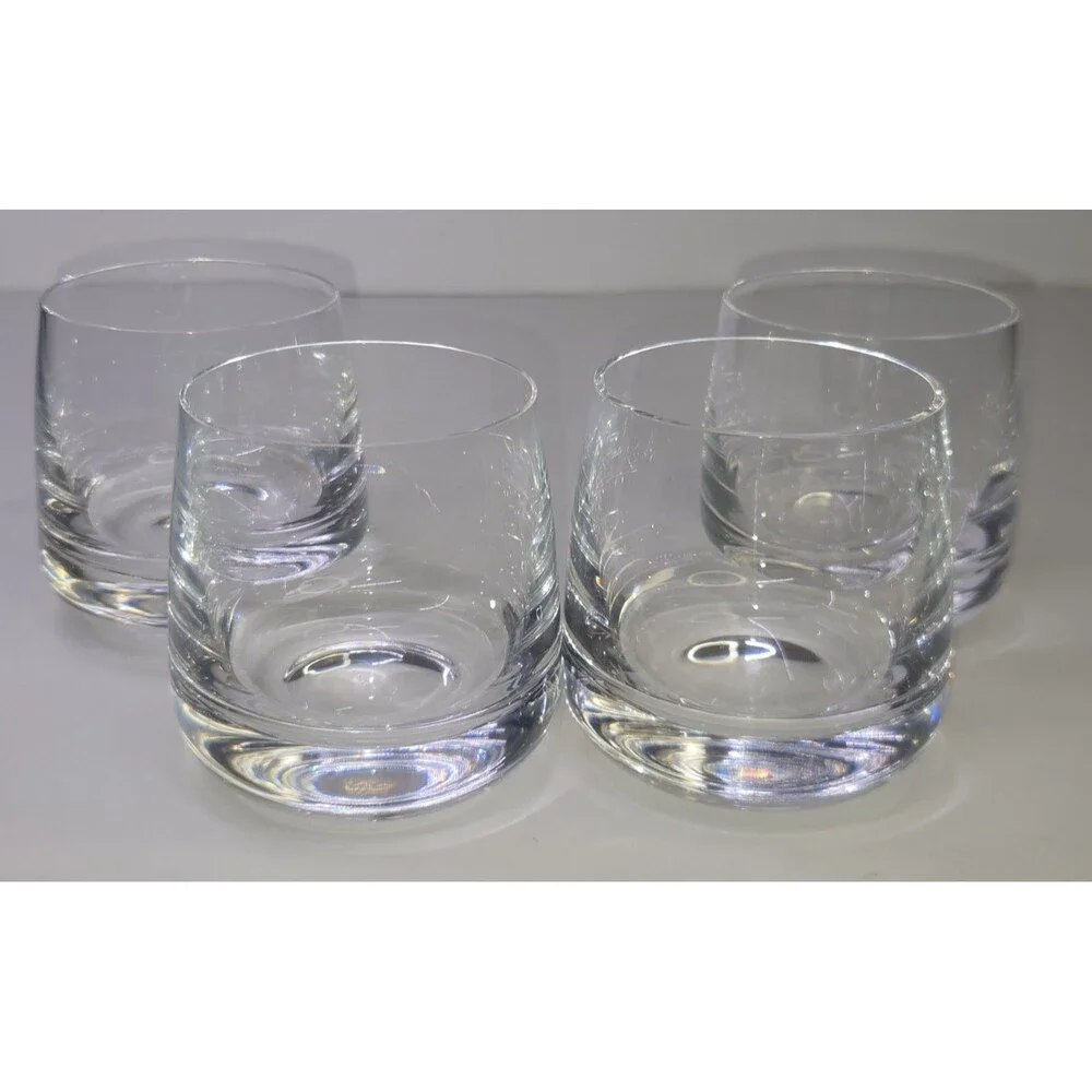 Set of 4 Williams Sonoma Double Old Fashioned Lowball Tumbler Crystal Glasses